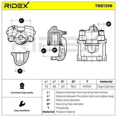 Bremssattel RIDEX 78B1398 78B1398 - foto 6