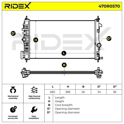 Kühler, Motorkühlung RIDEX 470R0570 470R0570 - foto 4