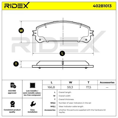 Bremsbeläge Satz RIDEX 402B1013 402B1013 - foto 6