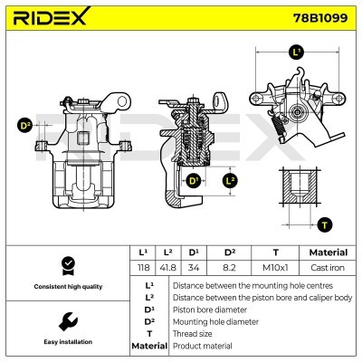 Bremssattel RIDEX 78B1099 78B1099 - foto 5