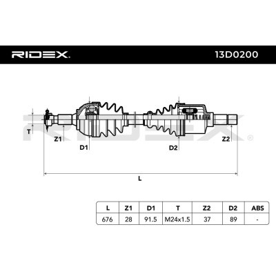 Antriebswelle RIDEX 13D0200 13D0200 - foto 6