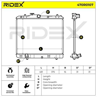 Kühler, Motorkühlung RIDEX 470R0107 470R0107 - foto 5
