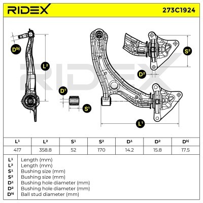 Querlenker RIDEX 273C1924 273C1924 - foto 8