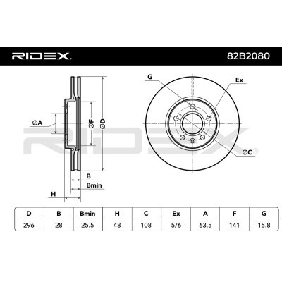 Bremsscheibe RIDEX 82B2080 82B2080 - foto 6