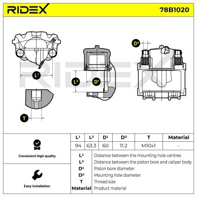 Bremssattel RIDEX 78B1020 78B1020 - foto 3