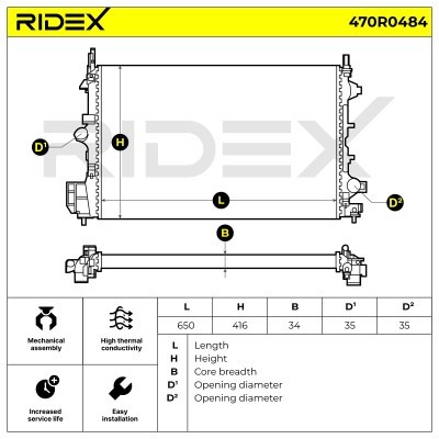 Kühler, Motorkühlung RIDEX 470R0484 470R0484 - foto 7
