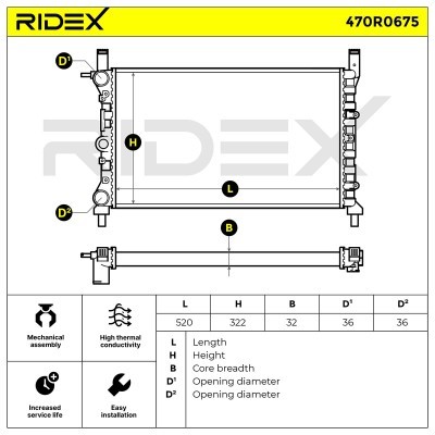 Kühler, Motorkühlung RIDEX 470R0675 470R0675 - foto 7