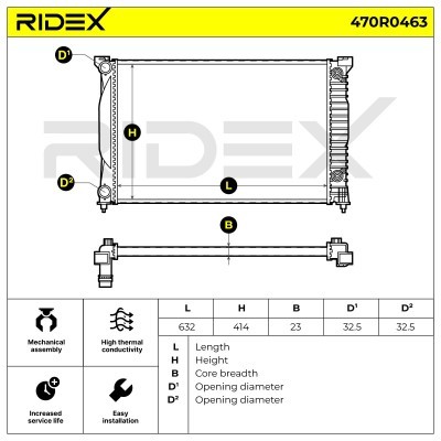 Kühler, Motorkühlung RIDEX 470R0463 470R0463 - foto 5