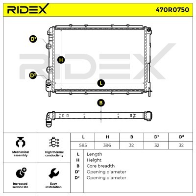 Kühler, Motorkühlung RIDEX 470R0750 470R0750 - foto 5