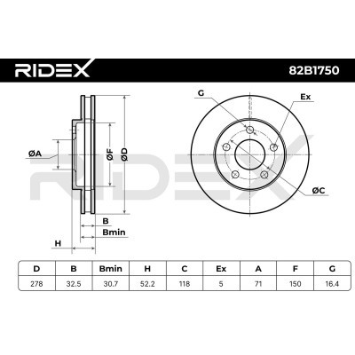 Bremsscheibe RIDEX 82B1750 82B1750 - foto 7