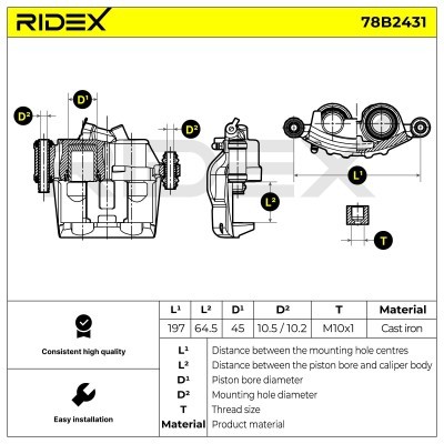 Bremssattel RIDEX 78B2431 78B2431 - foto 6