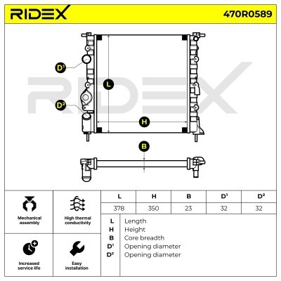 Kühler, Motorkühlung RIDEX 470R0589 470R0589 - foto 5