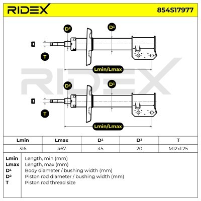 Stoßdämpfer RIDEX 854S17977 854S17977 - foto 7