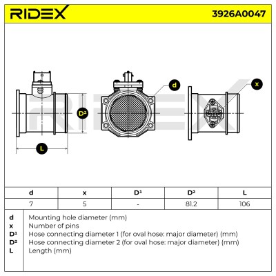 Luftmassenmesser RIDEX 3926A0047 3926A0047 - foto 6