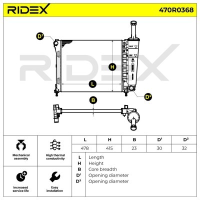 Kühler, Motorkühlung RIDEX 470R0368 470R0368 - foto 7