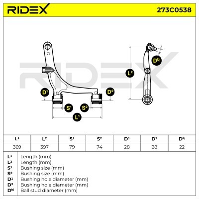 Querlenker RIDEX 273C0538 273C0538 - foto 7