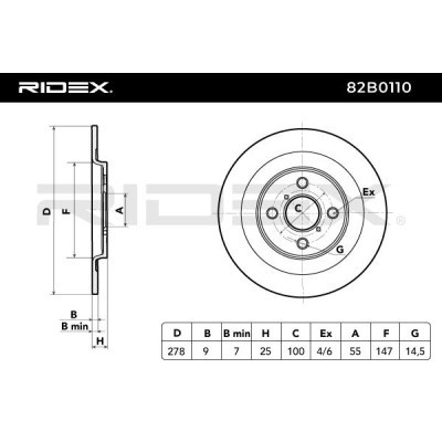 Bremsscheibe RIDEX 82B0110 82B0110 - foto 3
