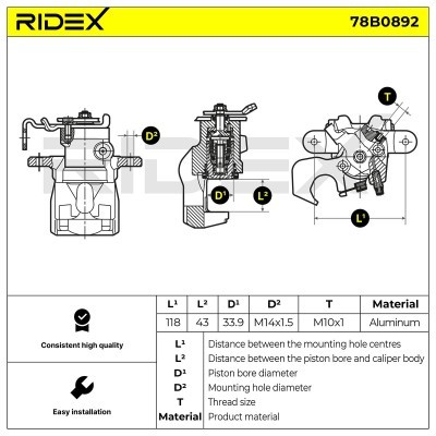 Bremssattel RIDEX 78B0892 78B0892 - foto 6