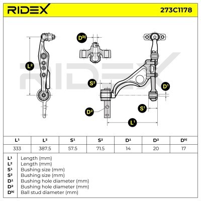 Querlenker RIDEX 273C1178 273C1178 - foto 5