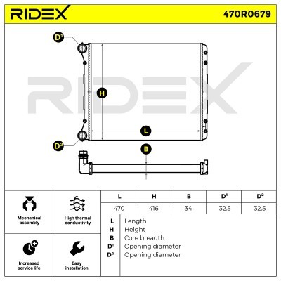 Kühler, Motorkühlung RIDEX 470R0679 470R0679 - foto 5