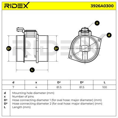 Luftmassenmesser RIDEX 3926A0300 3926A0300 - foto 7