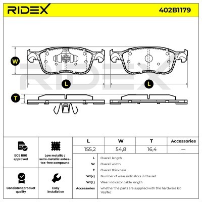 Bremsbeläge Satz RIDEX 402B1179 402B1179 - foto 7