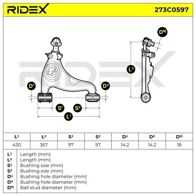 Querlenker RIDEX 273C0597 273C0597 - foto 4