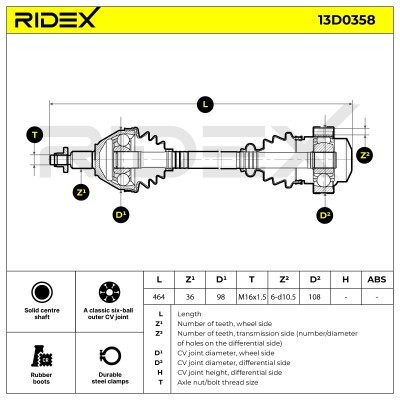Antriebswelle RIDEX 13D0358 13D0358 - foto 11
