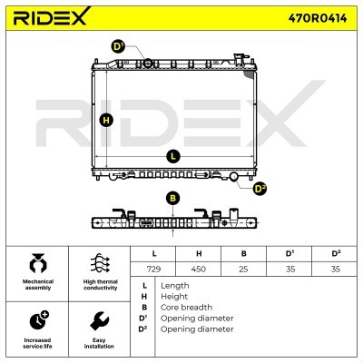 Kühler, Motorkühlung RIDEX 470R0414 470R0414 - foto 3
