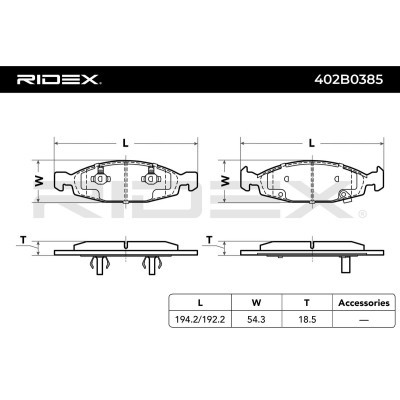 Bremsbeläge Satz RIDEX 402B0385 402B0385 - foto 3
