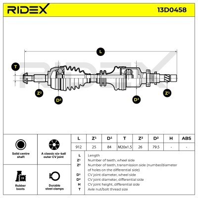 Antriebswelle RIDEX 13D0458 13D0458 - foto 7