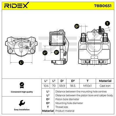 Bremssattel RIDEX 78B0651 78B0651 - foto 5