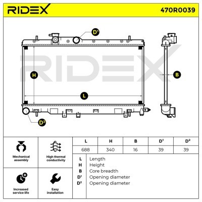 Kühler, Motorkühlung RIDEX 470R0039 470R0039 - foto 8