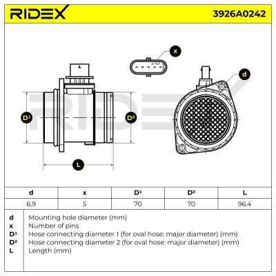Luftmassenmesser RIDEX 3926A0242 3926A0242 - foto 6