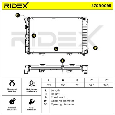 Kühler, Motorkühlung RIDEX 470R0095 470R0095 - foto 4