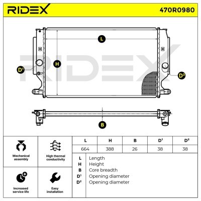 Kühler, Motorkühlung RIDEX 470R0980 470R0980 - foto 5
