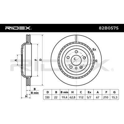 Bremsscheibe RIDEX 82B0575 82B0575 - foto 6