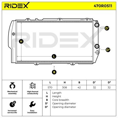Kühler, Motorkühlung RIDEX 470R0511 470R0511 - foto 9