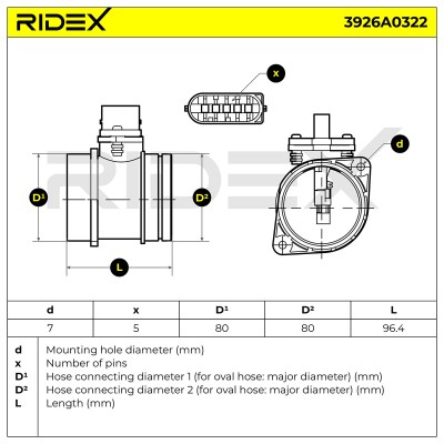 Luftmassenmesser RIDEX 3926A0322 3926A0322 - foto 6