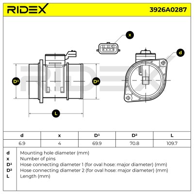 Luftmassenmesser RIDEX 3926A0287 3926A0287 - foto 6