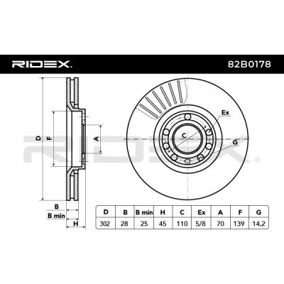 Bremsscheibe RIDEX 82B0178 82B0178 - foto 6