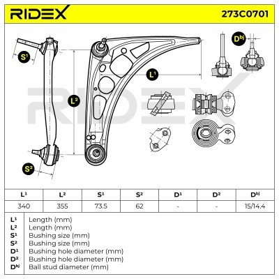 Querlenker RIDEX 273C0701 273C0701 - foto 4