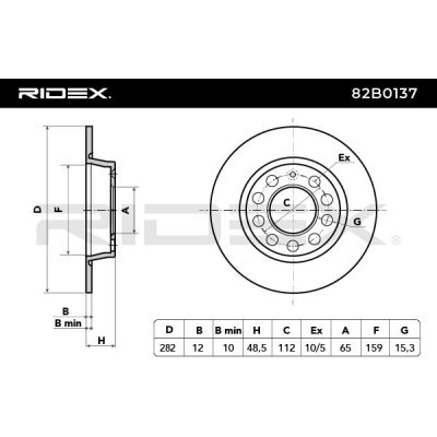 Bremsscheibe RIDEX 82B0137 82B0137 - foto 5