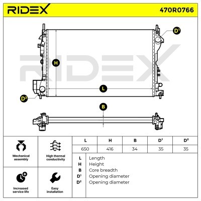 Kühler, Motorkühlung RIDEX 470R0766 470R0766 - foto 5