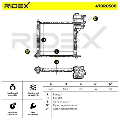 Kühler, Motorkühlung RIDEX 470R0508 470R0508 - foto 6