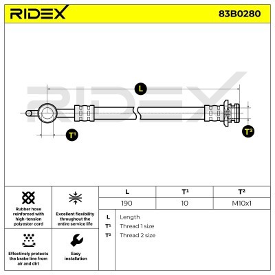 Bremsschlauch RIDEX 83B0280 83B0280 - foto 6