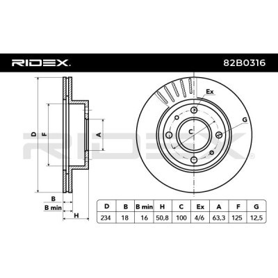 Bremsscheibe RIDEX 82B0316 82B0316 - foto 3