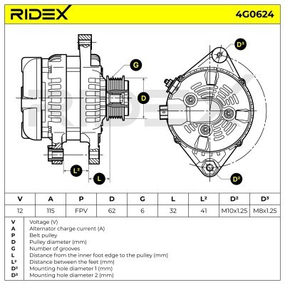 Generator RIDEX 4G0624 4G0624 - foto 7