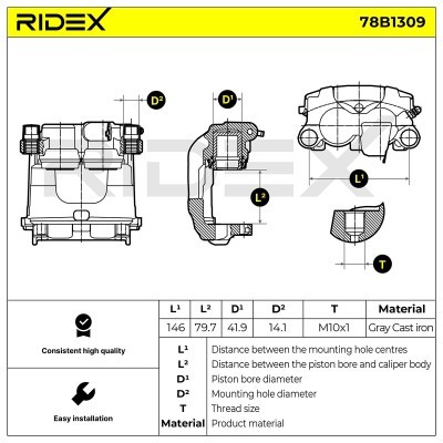Bremssattel RIDEX 78B1309 78B1309 - foto 7