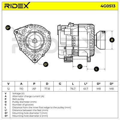Generator RIDEX 4G0513 4G0513 - foto 7